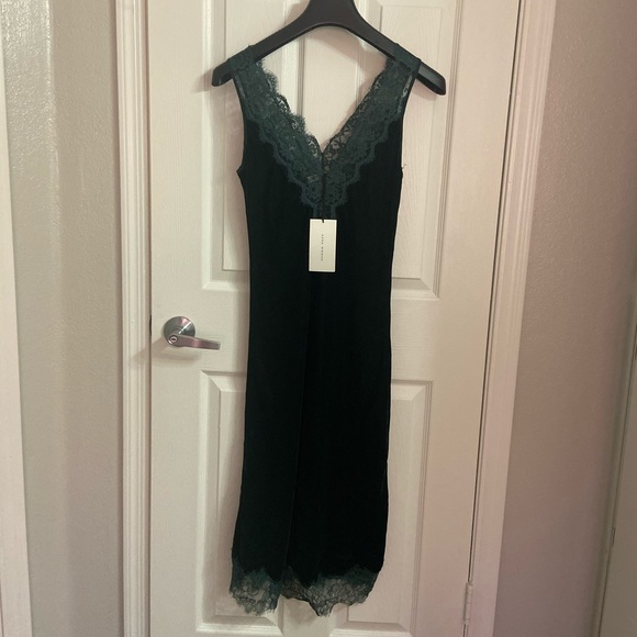 zara velvet midi dress green
